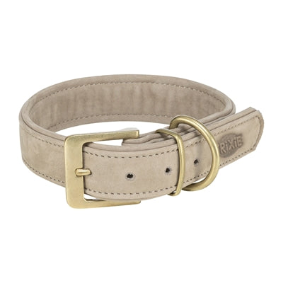Trixie Halsband Hond Pure Leer Lichtgrijs Xs-S 27-34X2,5 Cm