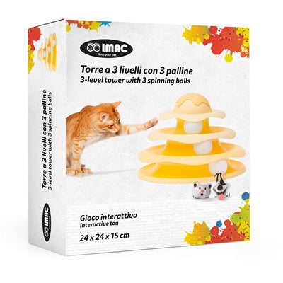 Imac Cat Tower 3 Niveaus Geel 24X24X15 Cm