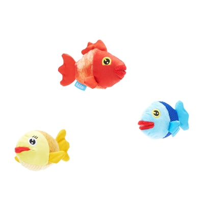 Bark The Groupers Drie Vissen Pluche Rood / Blauw / Geel 23X22X8 Cm Tot 10 Kg