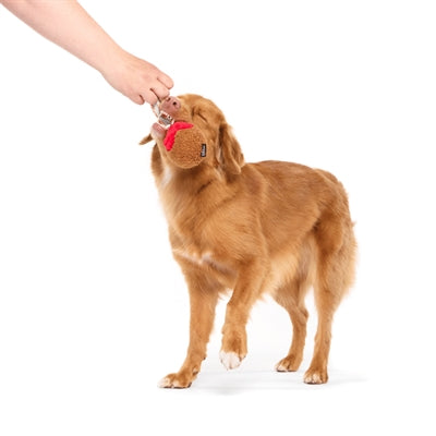 Bark A Squeaky Meat-A-Ball Gehaktbal Met Vork Pluche Super Chewer 25,5X15X9 Cm 10-20 Kg