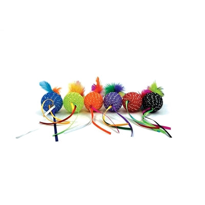 Happy Pet Tabby Patch Glitterbal Met Ratel En Veren 20X4,5X4,5 Cm