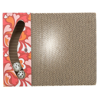 Trixie Krabplank Hartjes Met Ballen Rechthoekig Karton Rood 38X30X5 Cm