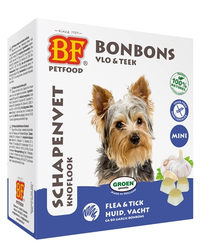 Bf Petfood Schapenvet Mini Bonbons Knoflook 80 St