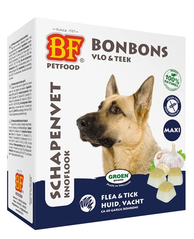 Bf Petfood Schapenvet Maxi Bonbons Knoflook 40 St